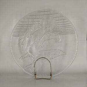 Glass Platter/Tray 13" Diameter Dolphins Sun